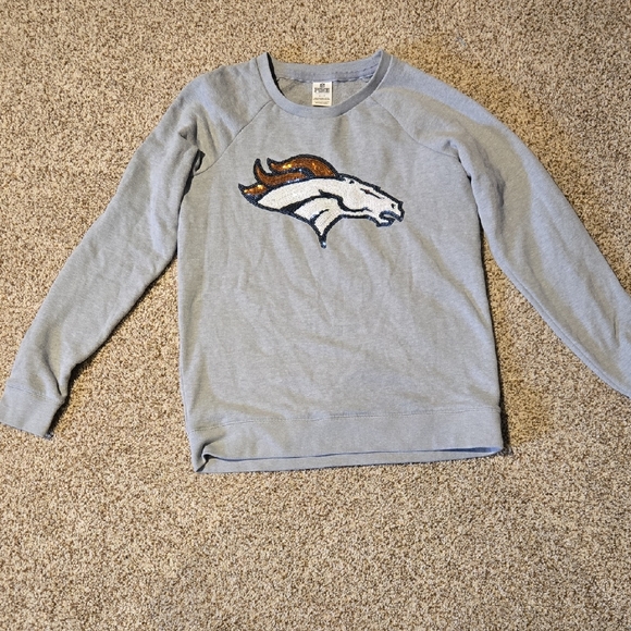 Tops - Vs Pink Denver Broncos Gray Sweatshirt Sequin Logo Sz S Cute